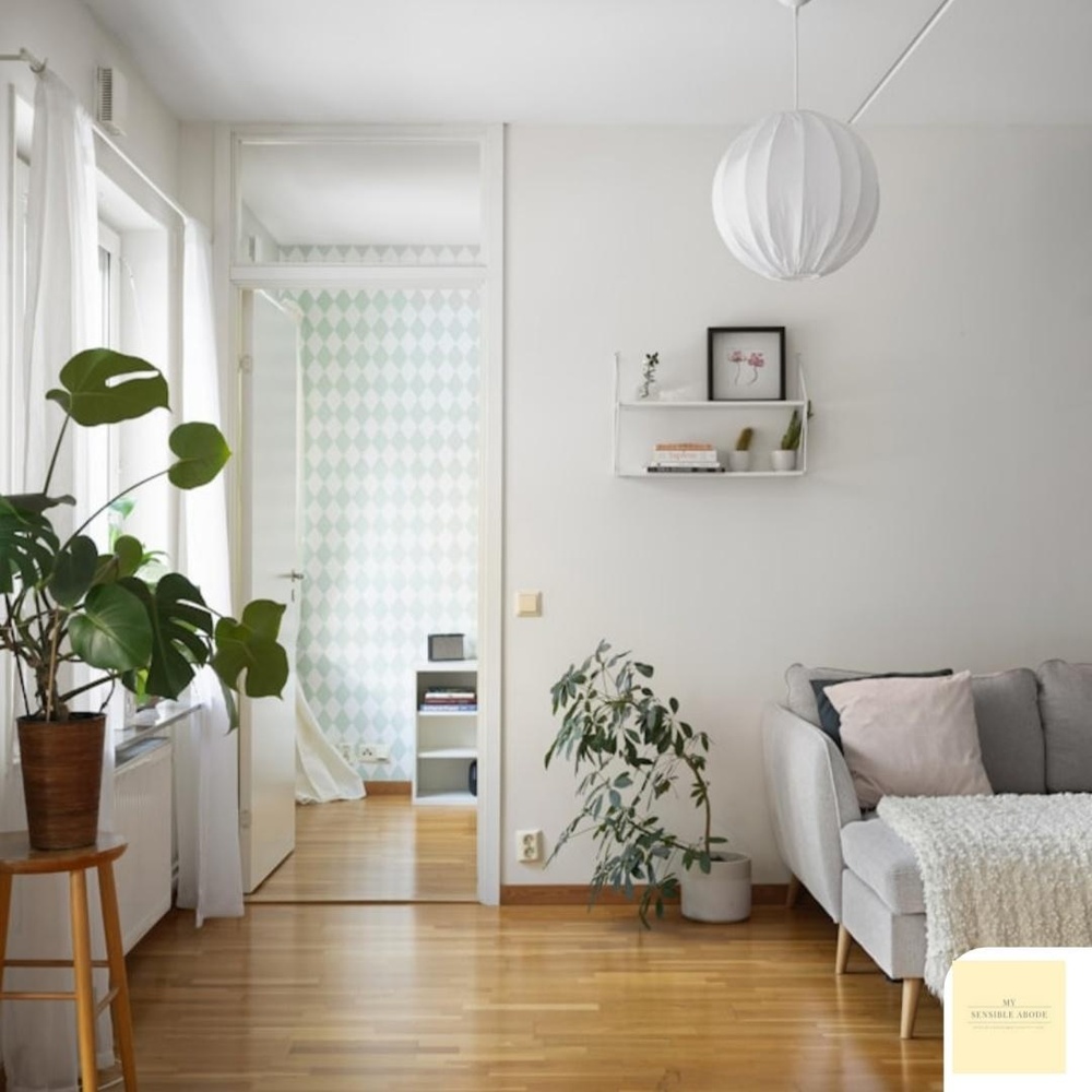 Bright, peaceful living room with plants Bright, peaceful living room with plants