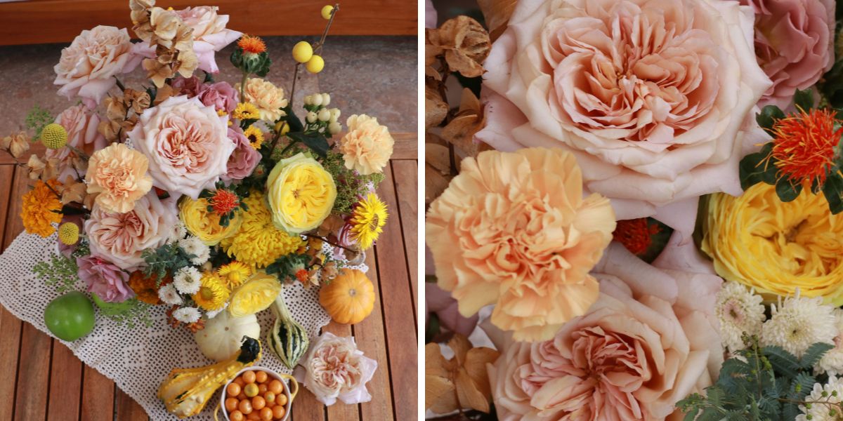 A fall arrangement with garden roses by Alexandra Farms A fall arrangement with garden roses by Alexandra Farms