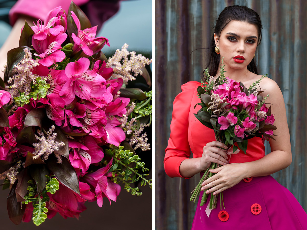 Laura Draghici model with Tesselaar pink Alstro Elegance Laura Draghici model with Tesselaar pink Alstro Elegance