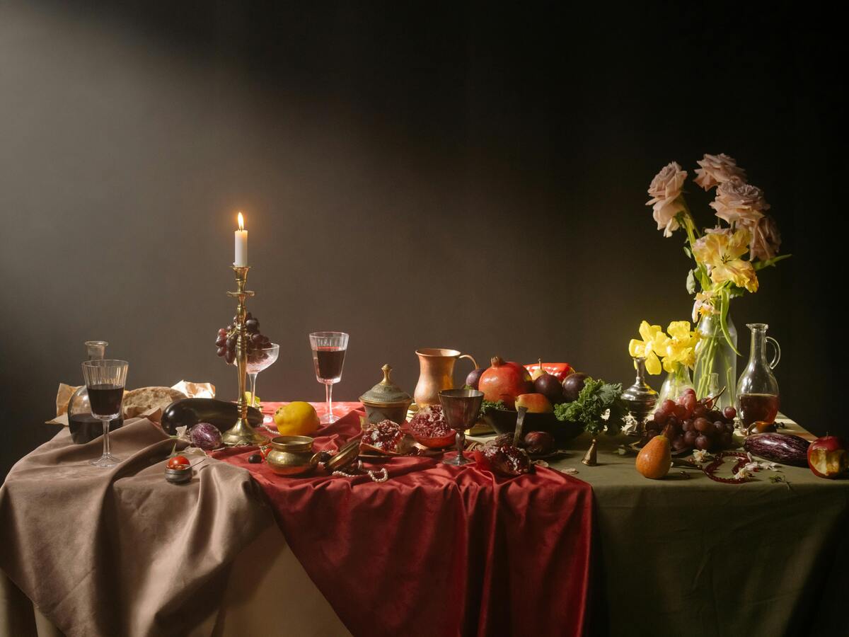 Still life with flowers, fruit, and wine Still life with flowers, fruit, and wine