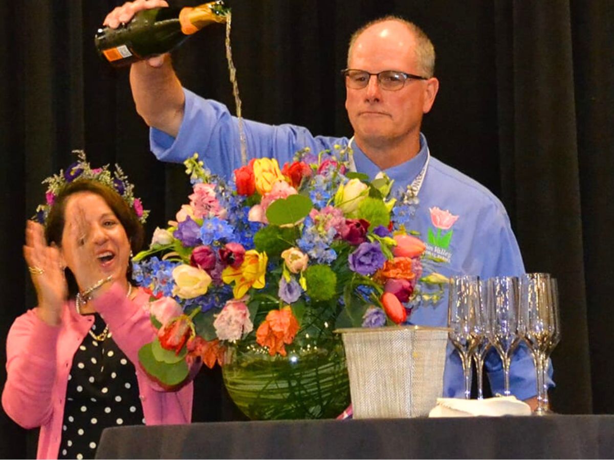Lane DeVries during a baptism of a tulip variety under his name 10 Questions to Lane DeVries