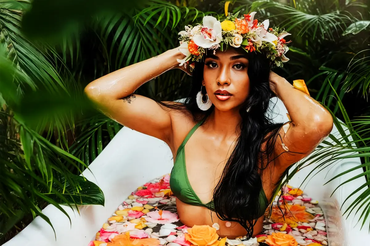 Colorful flower bath