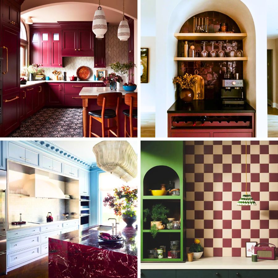 Different ways Crimson Nocturne can be used in interiors