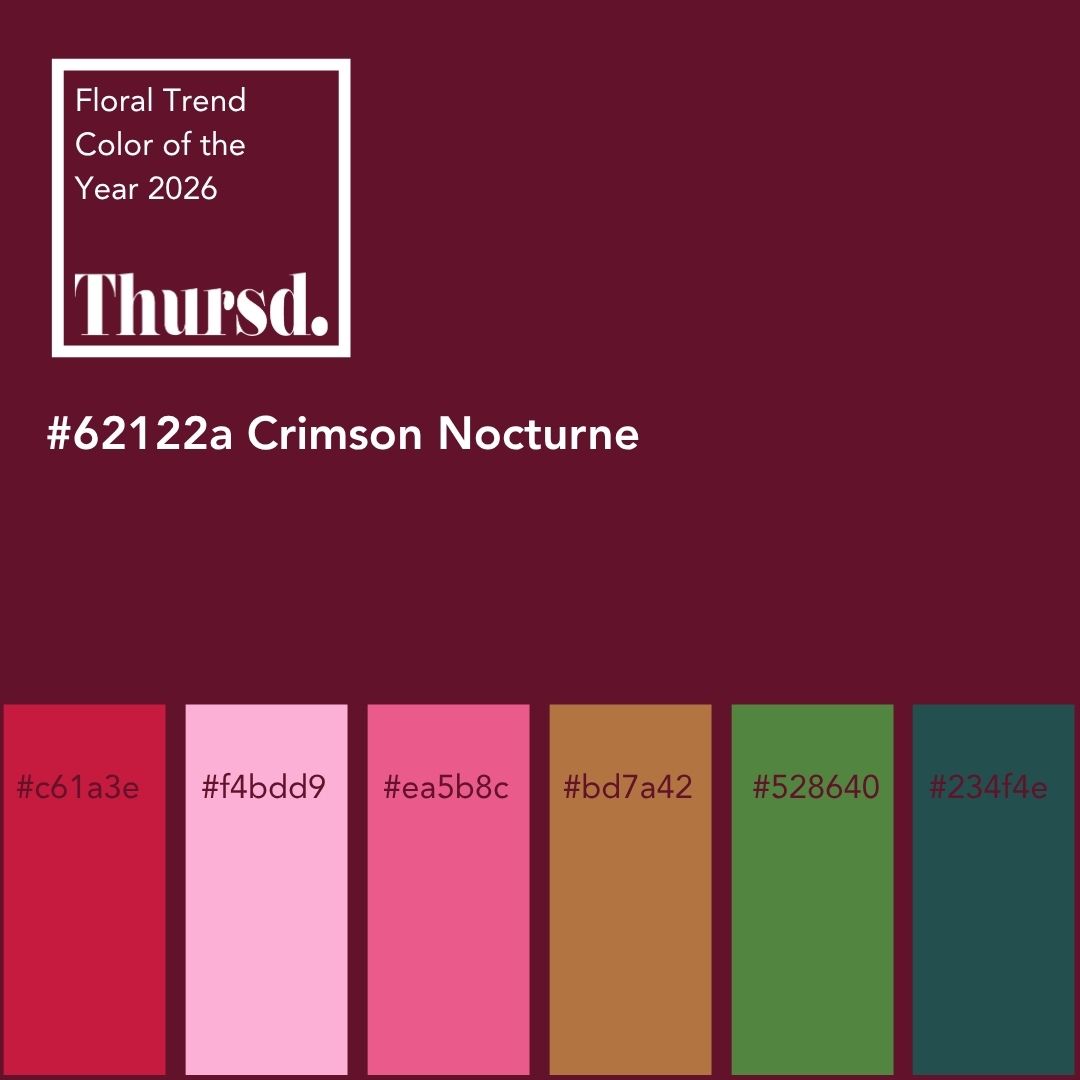 Thursd Floral Trend Color 2026 Crimson Nocturne Calendar Palette