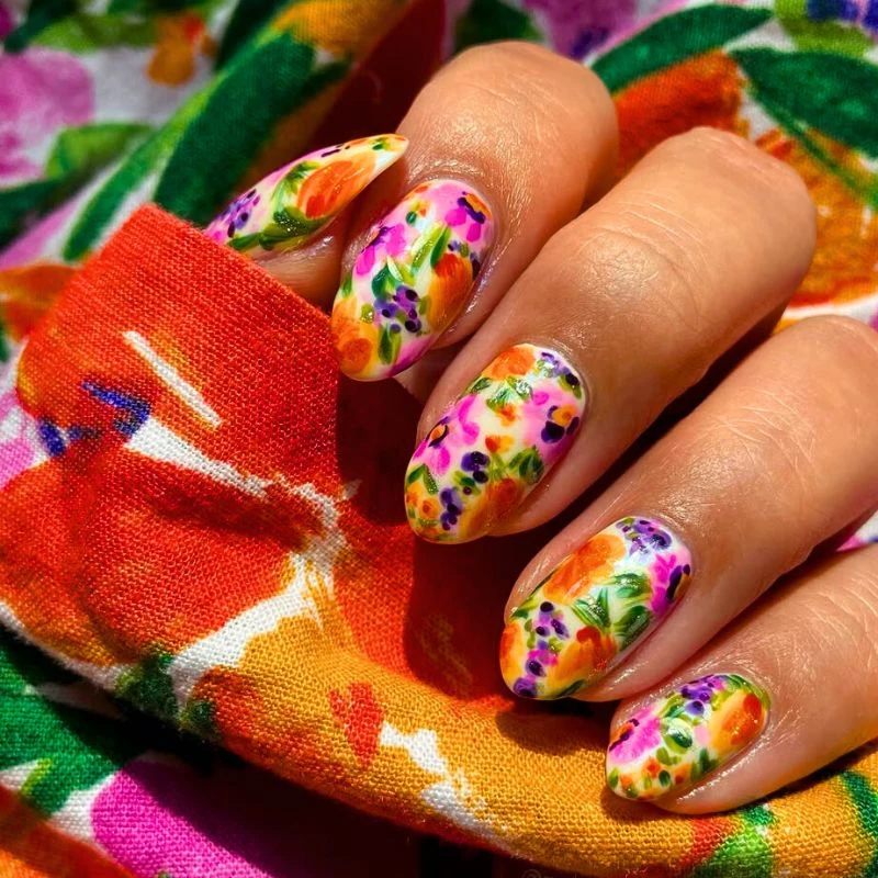 Bluebells floral nail art