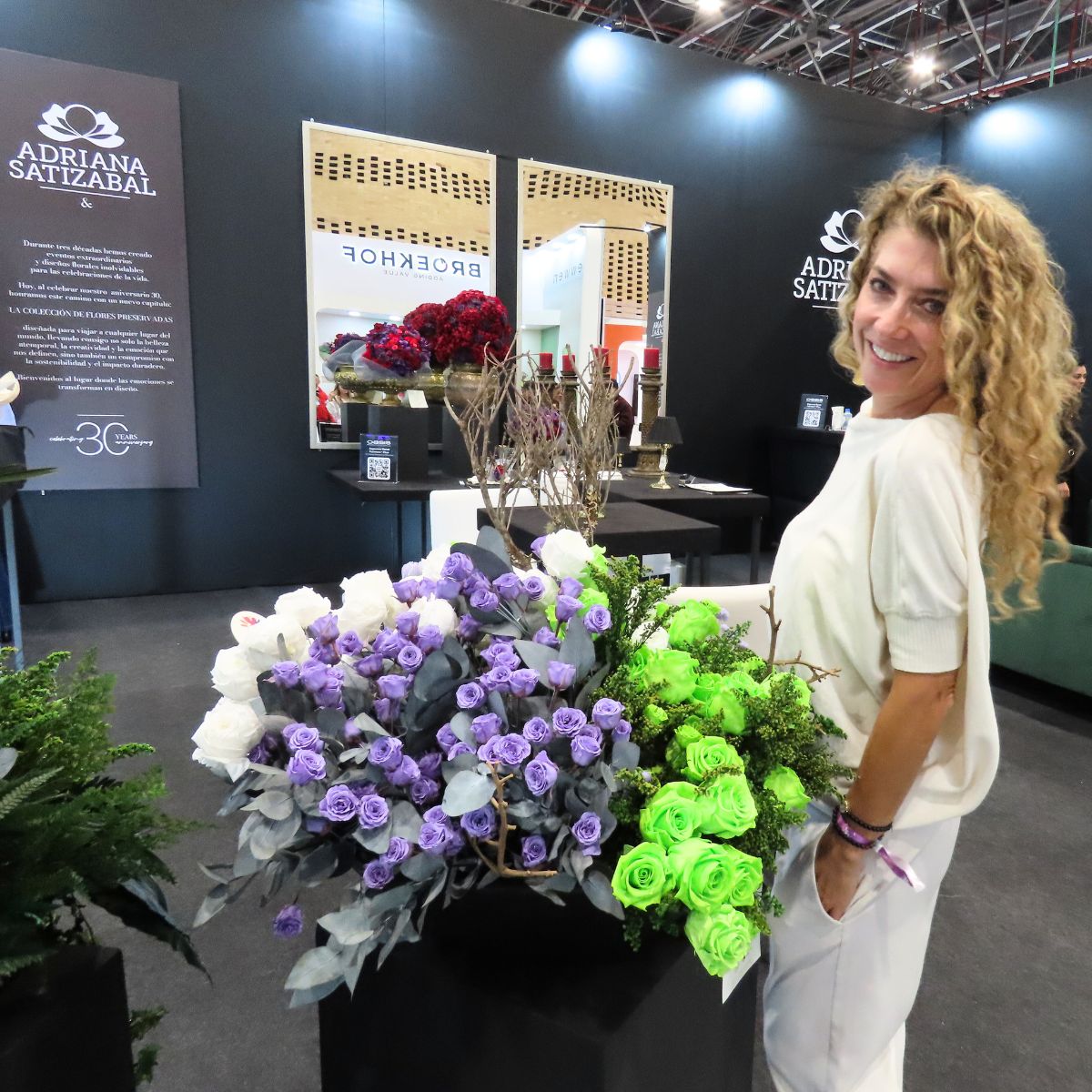 Adriana Satizabal at Proflora with Verdissimo preserved flowers