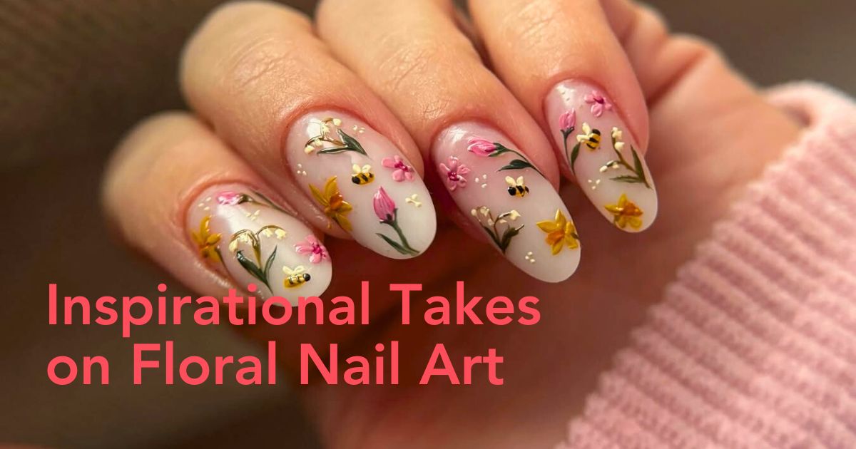 Delicate white flowers floral nail art