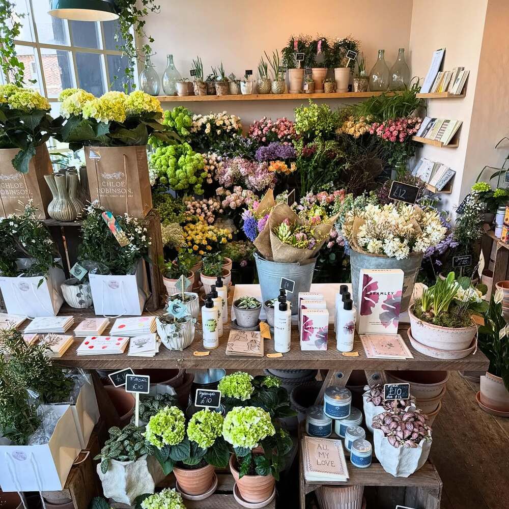 Beautifully arranged flowers and products display