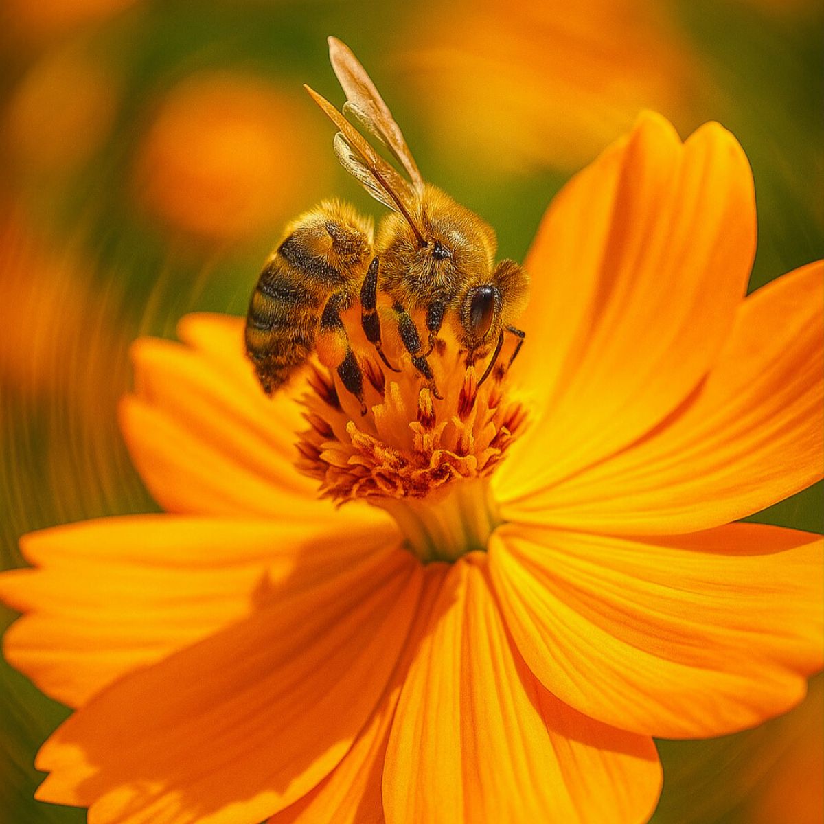 A bee on an orange flower