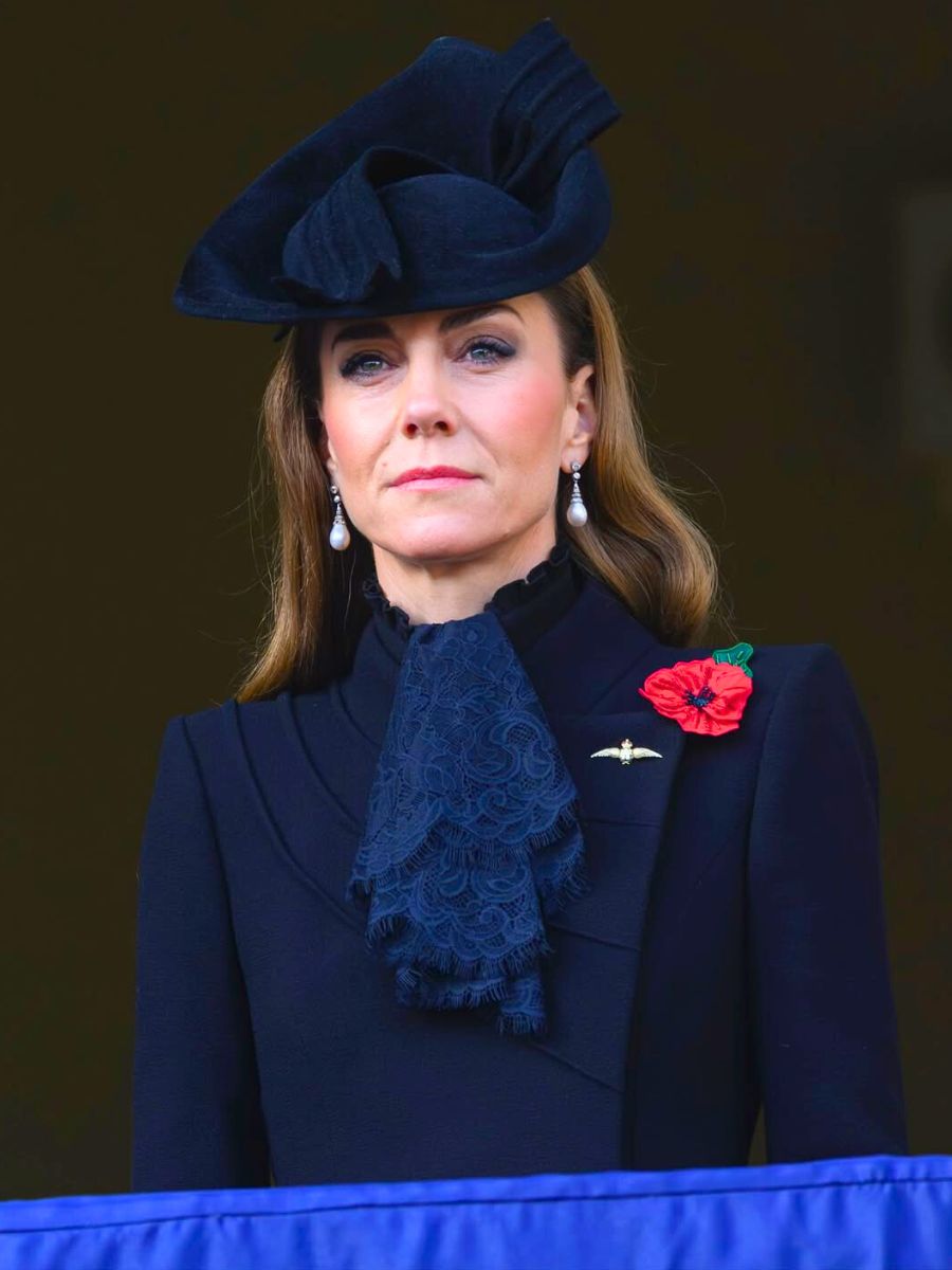 Kate Middleton with a red poppy for Remembrance Day