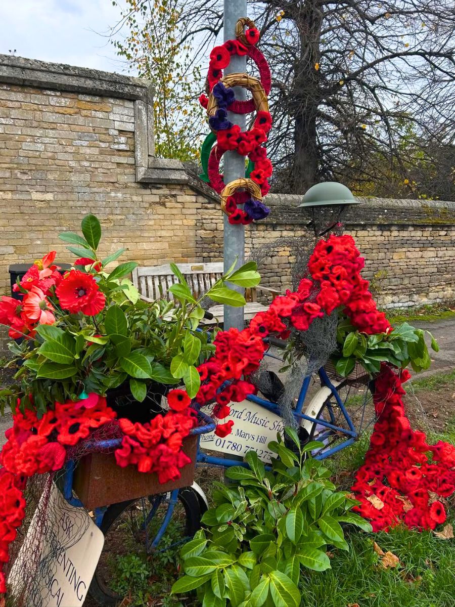Red poppies on a bike for Remembrance Day