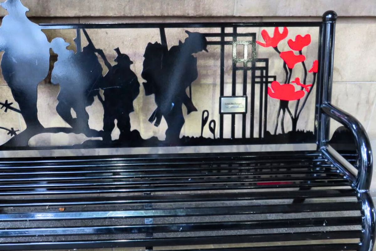 Bench honoring Remembrance Day