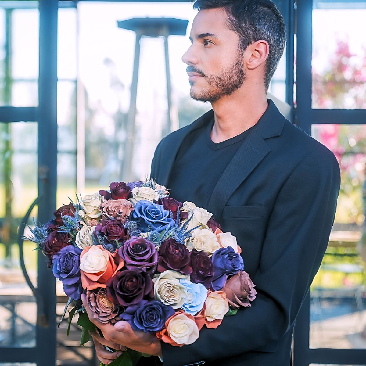 Guy with tinted roses by Star roses