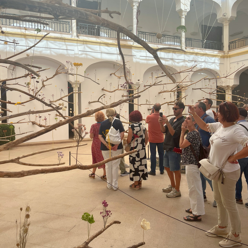 Audience viewing suspended branches installation Audience viewing suspended branches installation