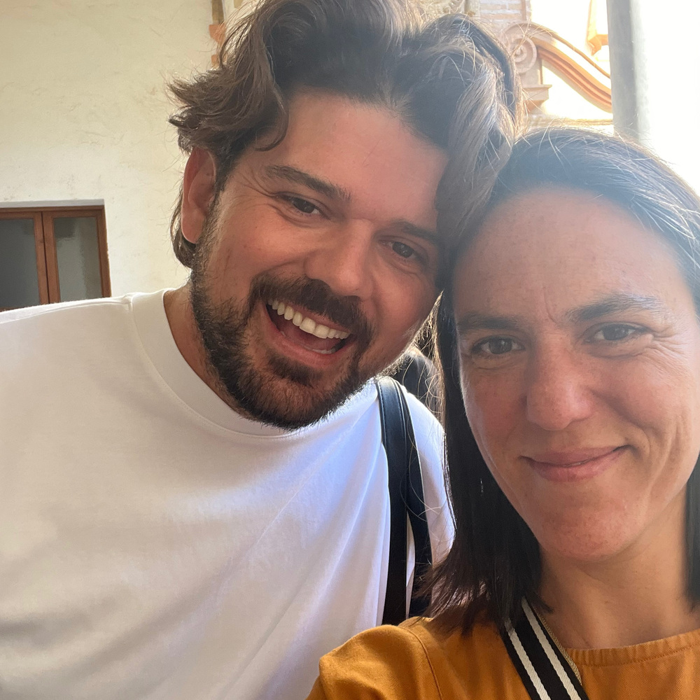 Two artists smiling at FLORA event Two artists smiling at FLORA event