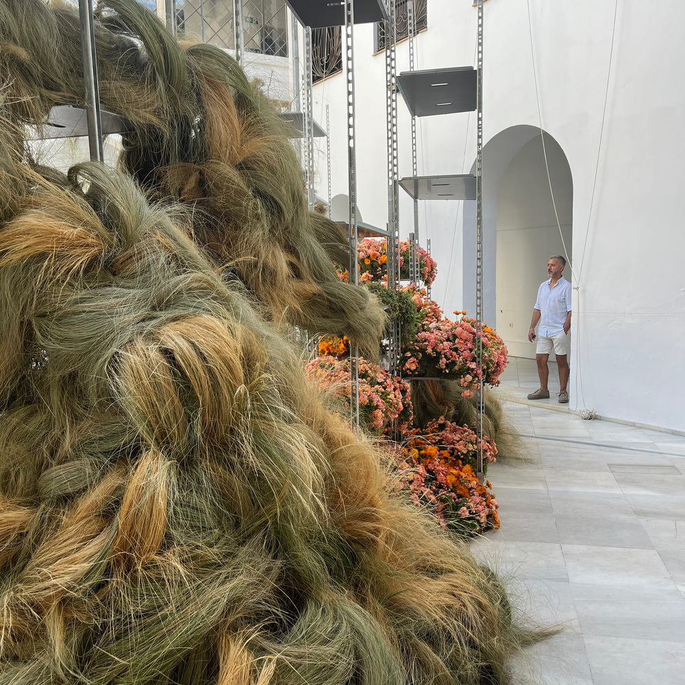 Grasses and flowers massive art installation Grasses and flowers massive art installation