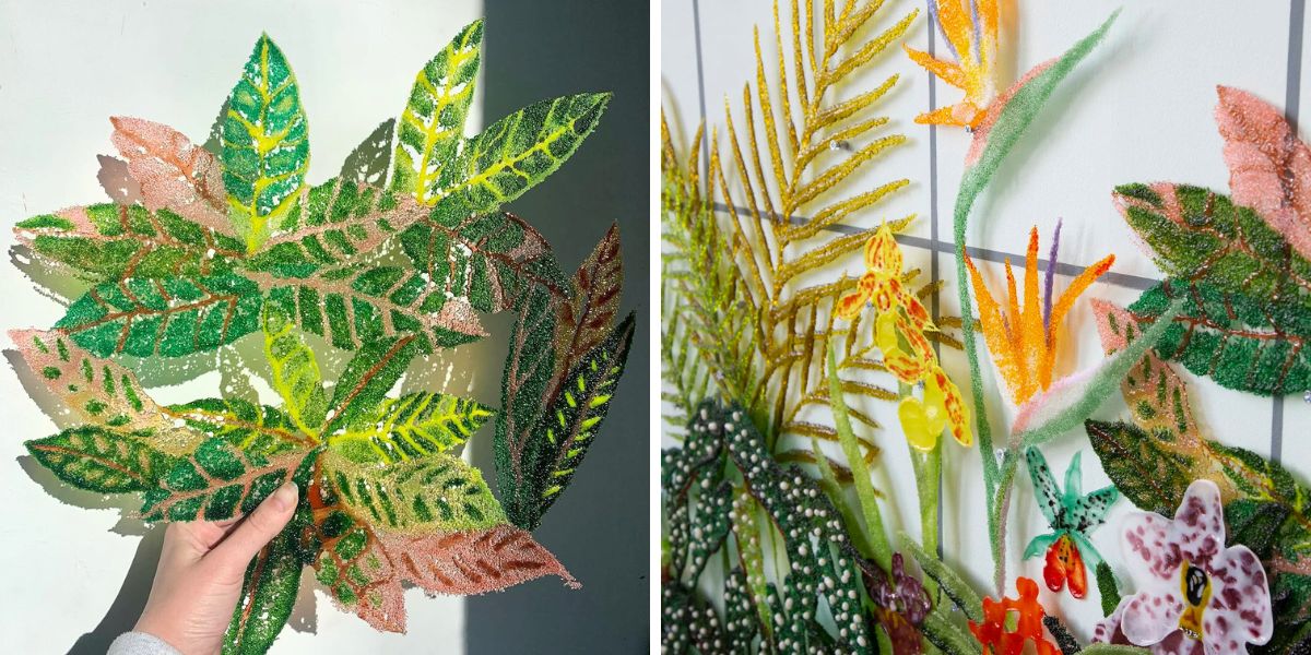 Glass sugary looking pieces by Kate Clements