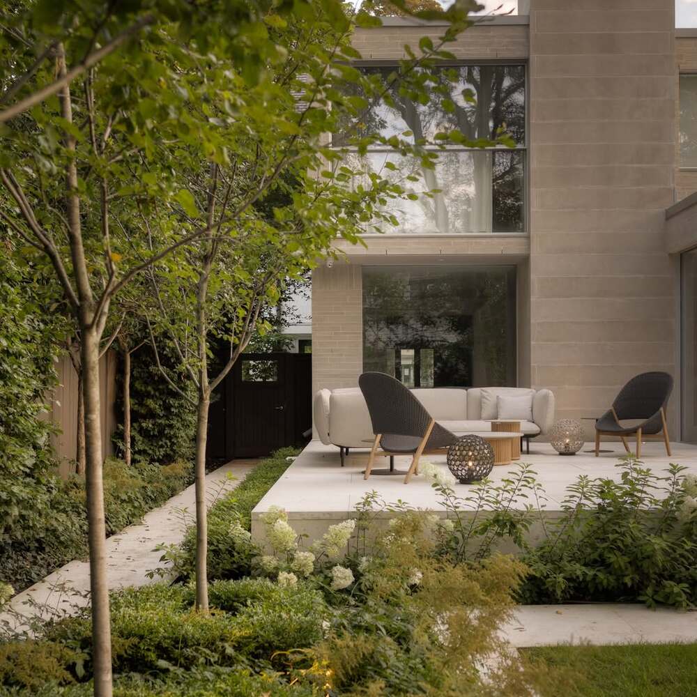 Sleek architecture and lush landscaping