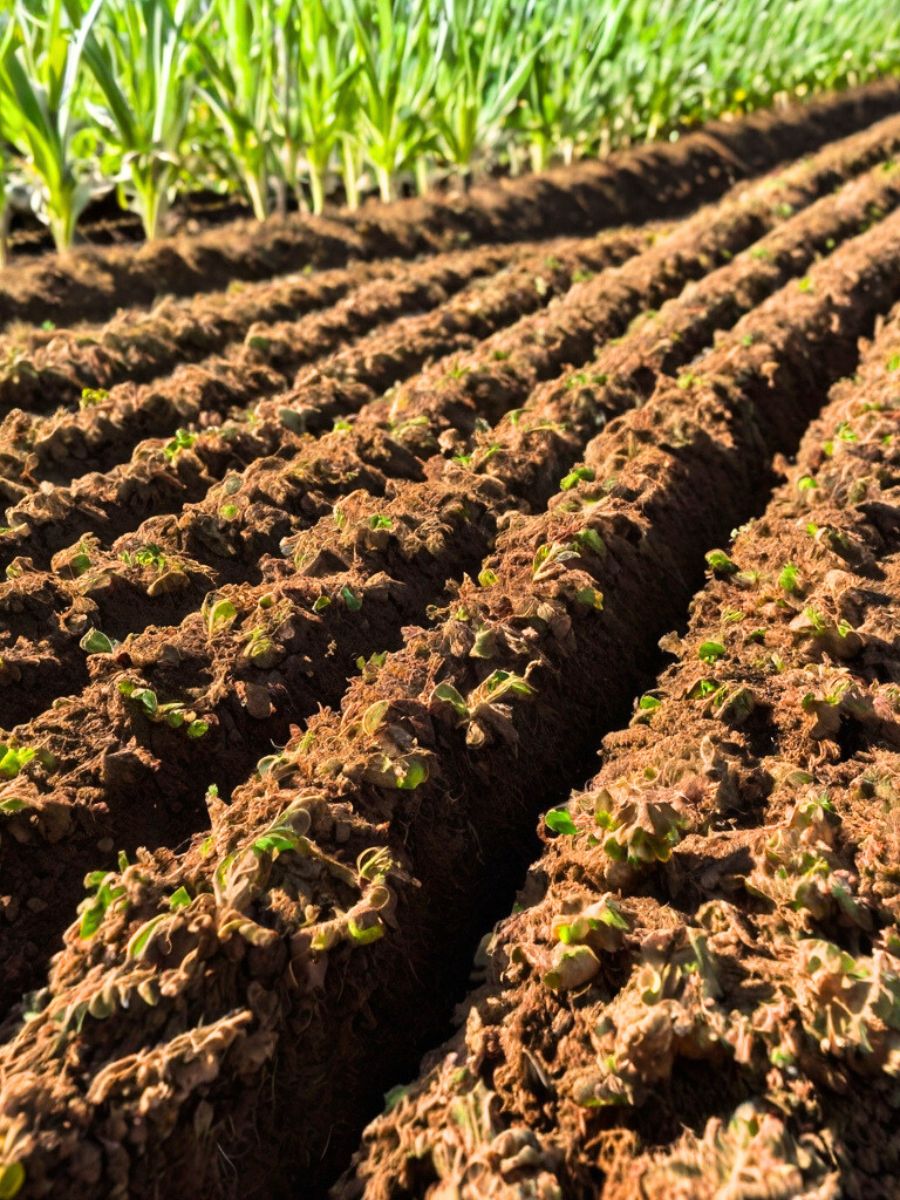 Soil conservation techniques in a field
