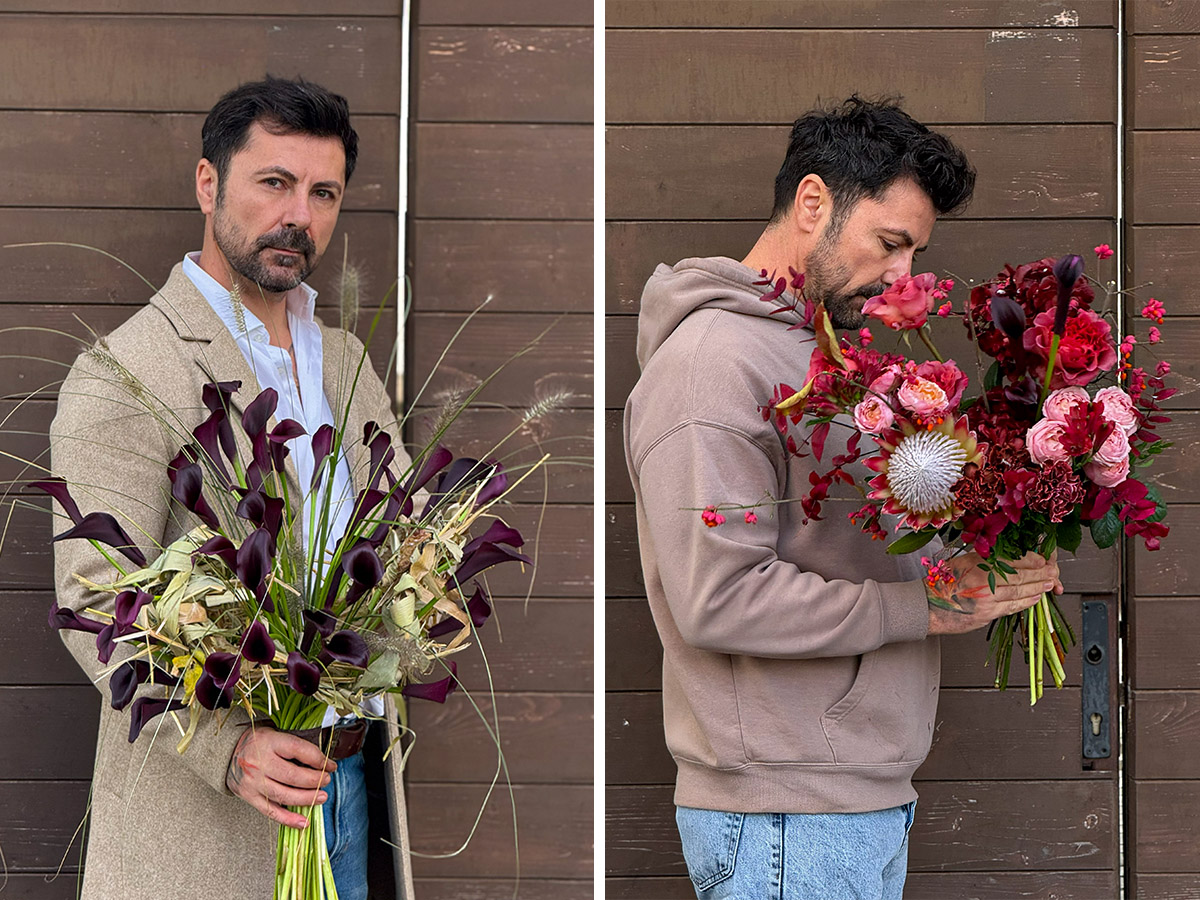 Andrei Bindea purple and red calla bouquet