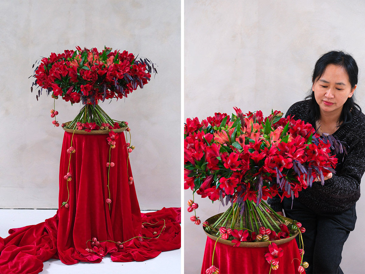 Acacia Studio Xue Wang with Tesselaar Alstroemeria bouquet