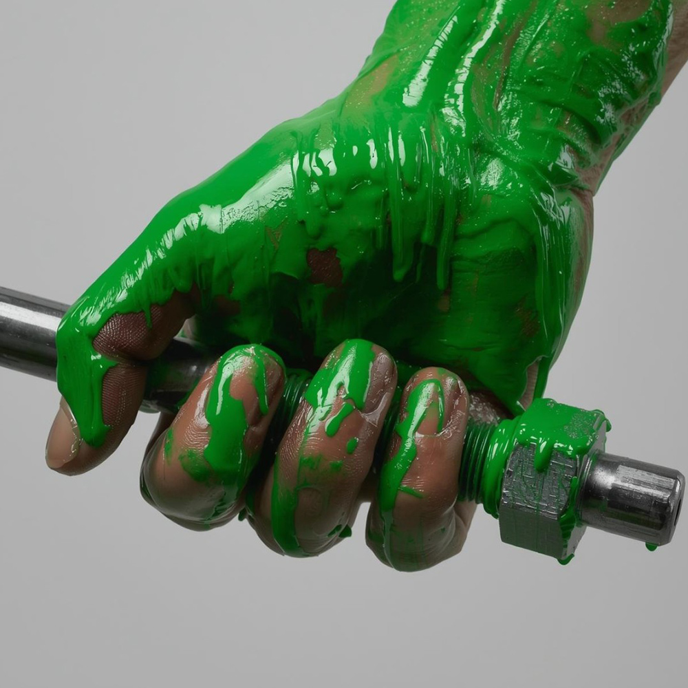 Green hands painted