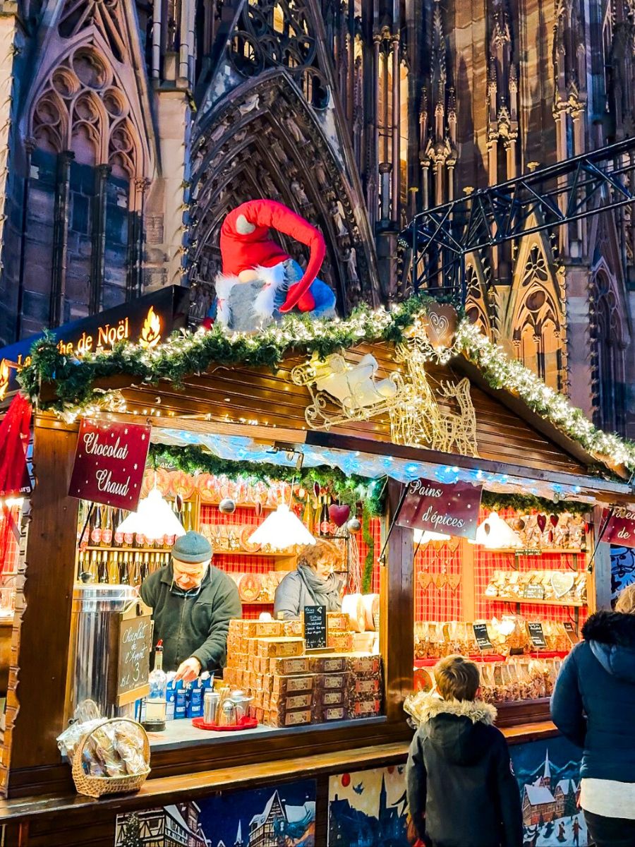 Part of the food section at the Strasbourg Christmas market in France