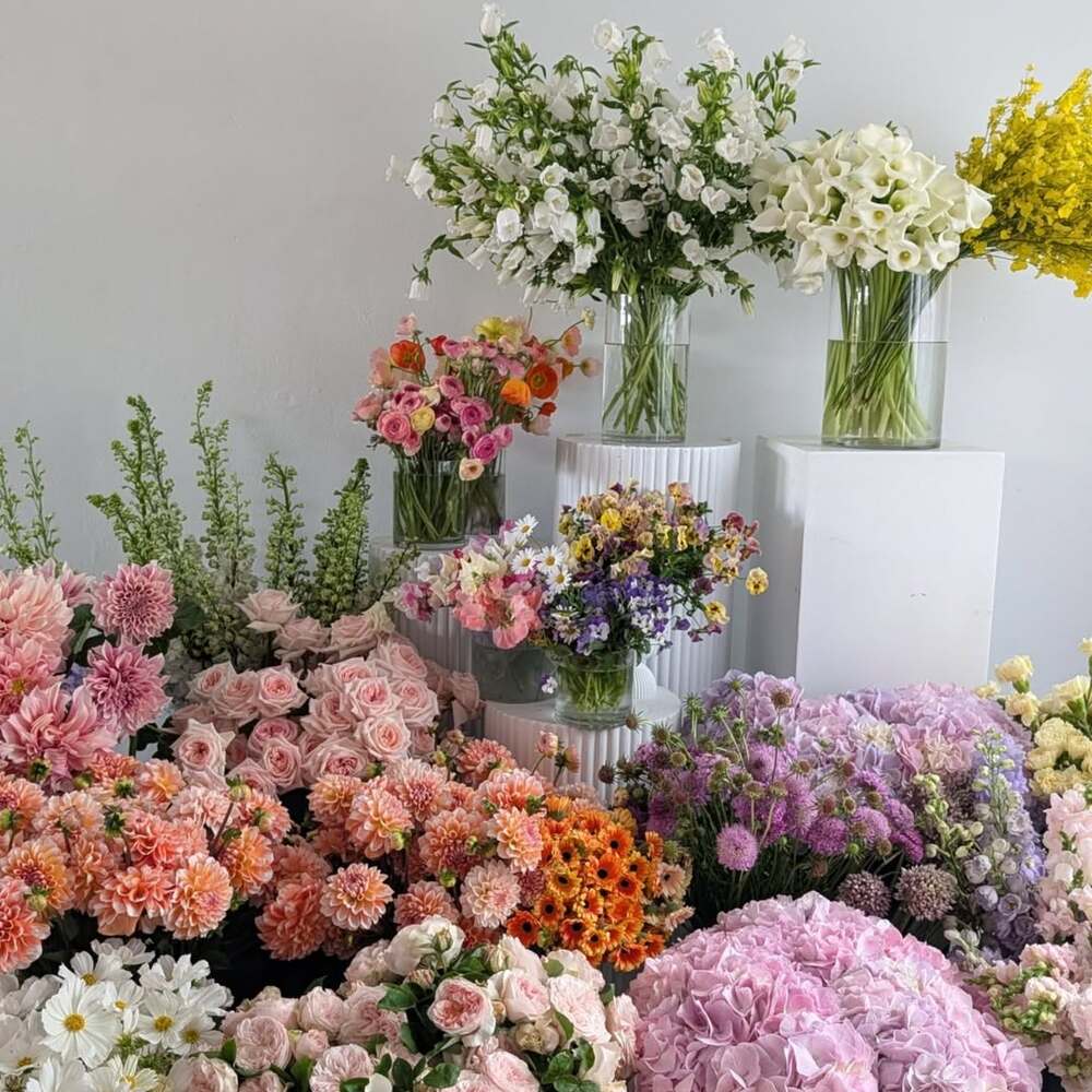 Abundant Display of Locally Sourced Flowers