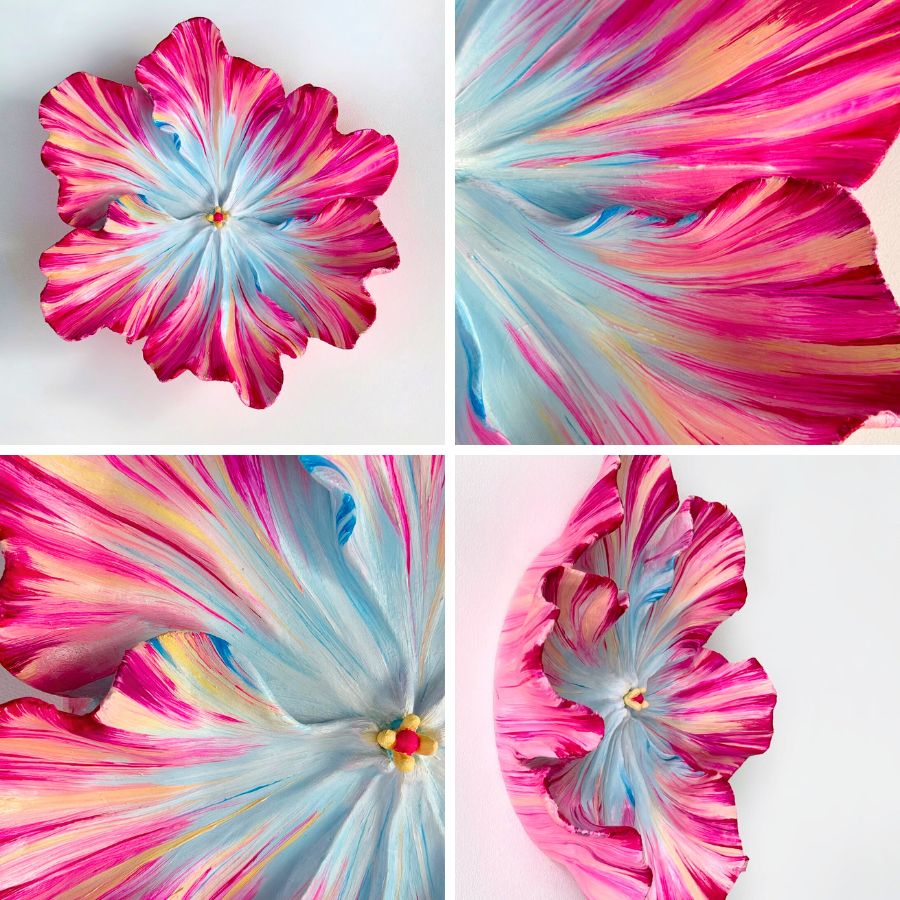 A hibiscus flower in sculpture