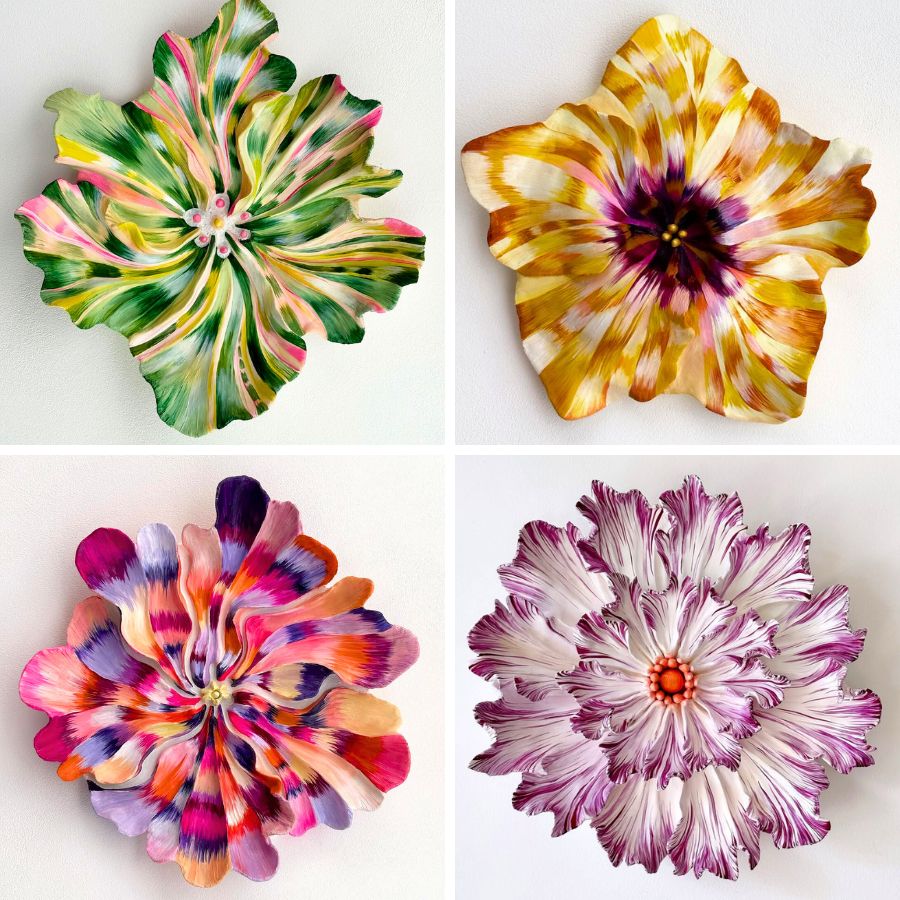 Different colors and flower sculptures by Mila